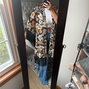 OnTwelfth Floral Kimono with Fringe